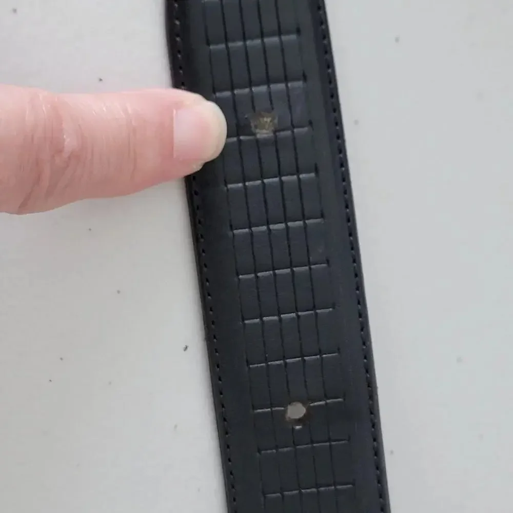 Genuine Italian Leather Belt Black Mens Size 32 Silver Buckle Classic 1.25 Inch